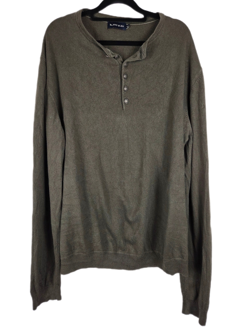 Men's Long Sleeve Henley Shirt - Olive